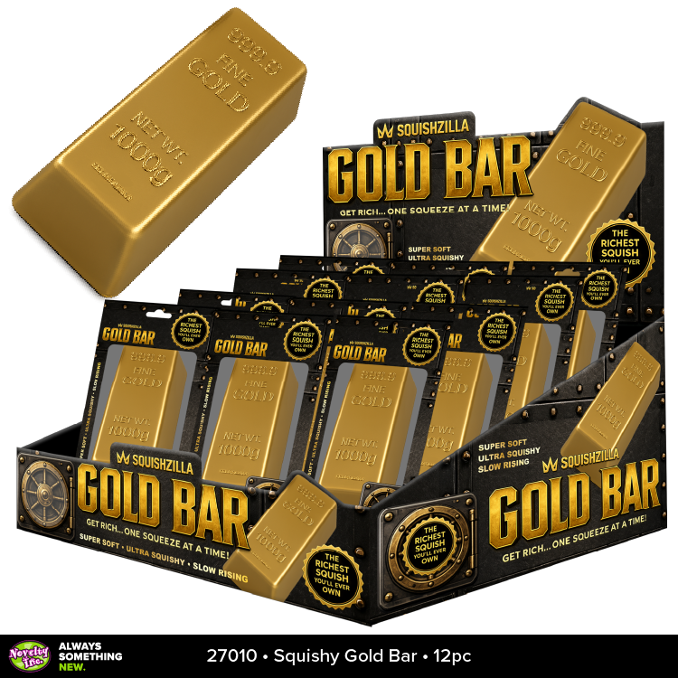 Fun Doh 5" Gold Bar Slow-Rise Squishy Toy - 12/Display