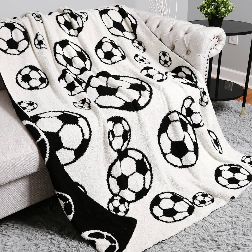 Soccer Ball Print Cozy Soft Throw Blanket