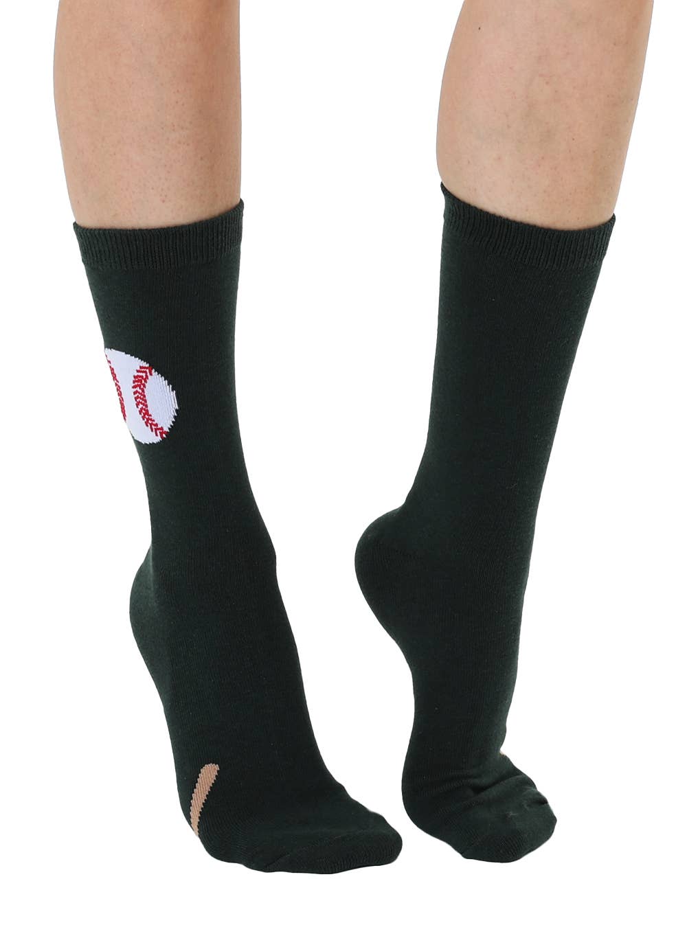 3D Packaged Crew Socks - Baseball w/ Bat - Forest Green