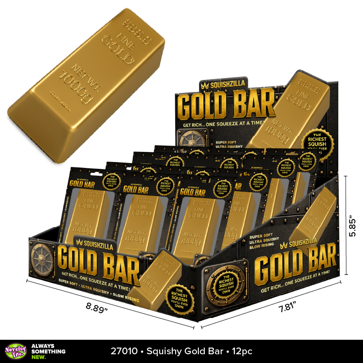 Fun Doh 5" Gold Bar Slow-Rise Squishy Toy - 12/Display