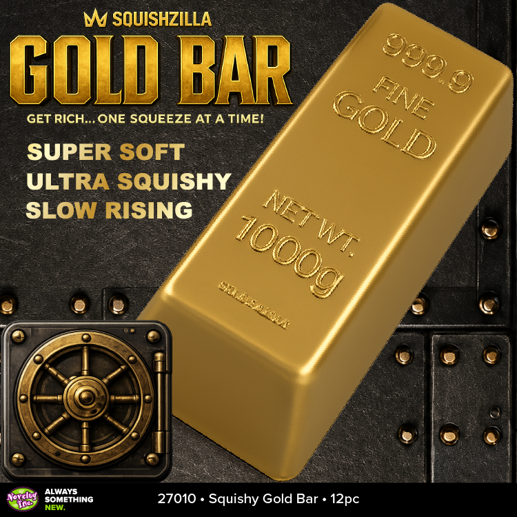 Fun Doh 5" Gold Bar Slow-Rise Squishy Toy - 12/Display