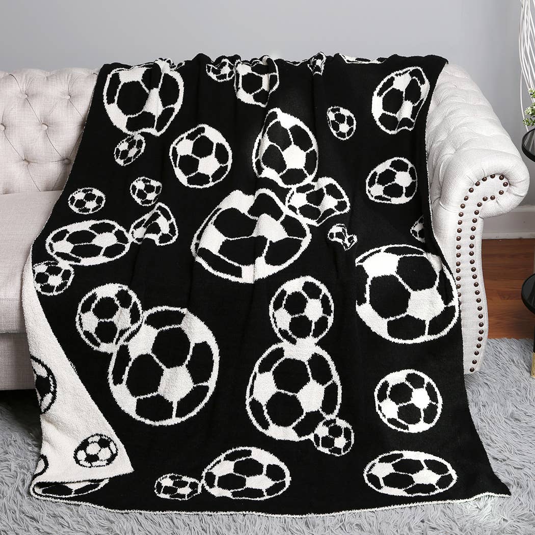 Soccer Ball Print Cozy Soft Throw Blanket