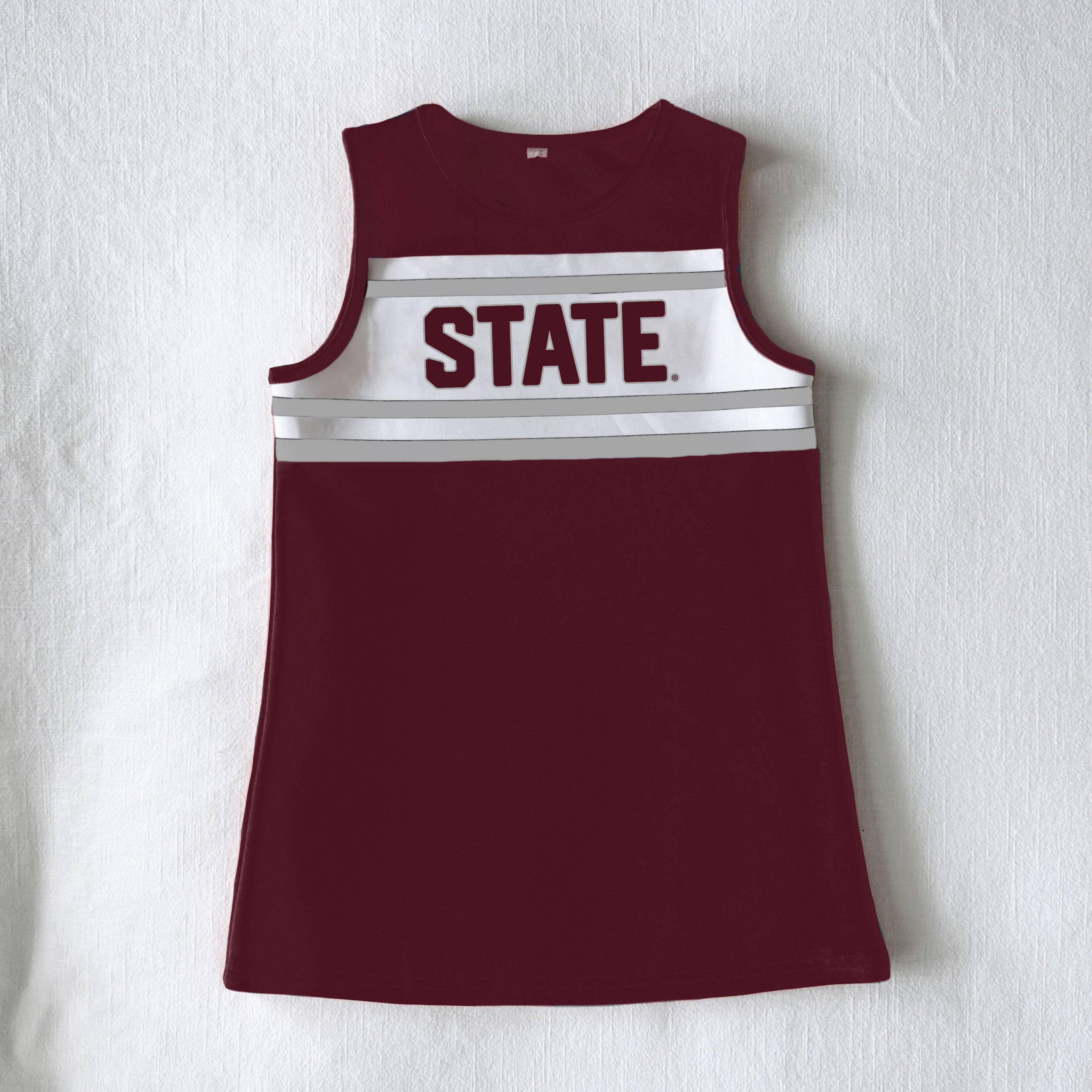 The Mississippi State University |  Deep Maroon Striped Cheer Dress
